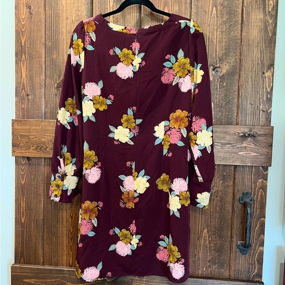 Loft Floral Cuffed Shift Dress - Plum Preserve - Picture 3 of 3